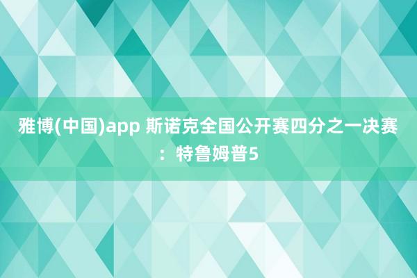 雅博(中国)app 斯诺克全国公开赛四分之一决赛：特鲁姆普5