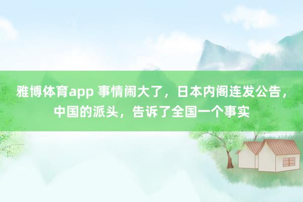 雅博体育app 事情闹大了，日本内阁连发公告，中国的派头，告诉了全国一个事实