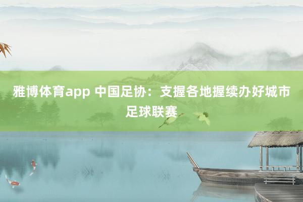 雅博体育app 中国足协：支握各地握续办好城市足球联赛