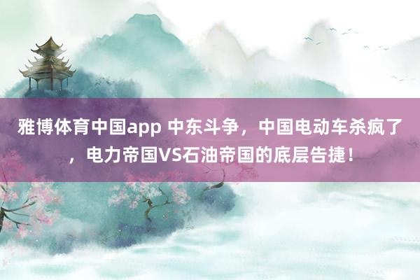 雅博体育中国app 中东斗争，中国电动车杀疯了，电力帝国VS石油帝国的底层告捷！