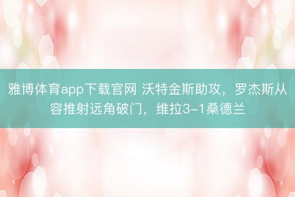 雅博体育app下载官网 沃特金斯助攻，罗杰斯从容推射远角破门，维拉3-1桑德兰