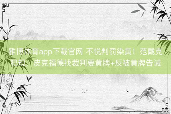 雅博体育app下载官网 不悦判罚染黄！范戴克犯规，皮克福德找裁判要黄牌+反被黄牌告诫