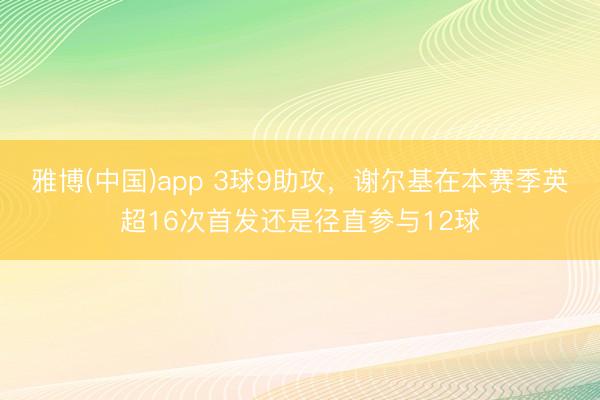 雅博(中国)app 3球9助攻，谢尔基在本赛季英超16次首发还是径直参与12球