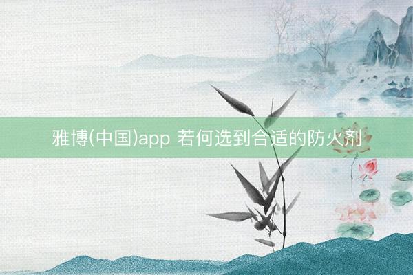 雅博(中国)app 若何选到合适的防火剂