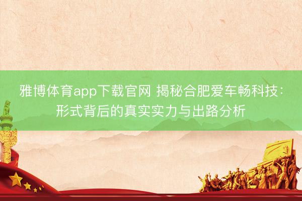 雅博体育app下载官网 揭秘合肥爱车畅科技：形式背后的真实实力与出路分析