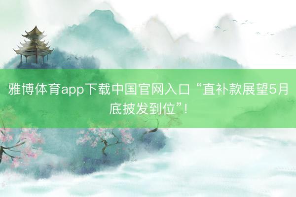 雅博体育app下载中国官网入口 “直补款展望5月底披发到位”！