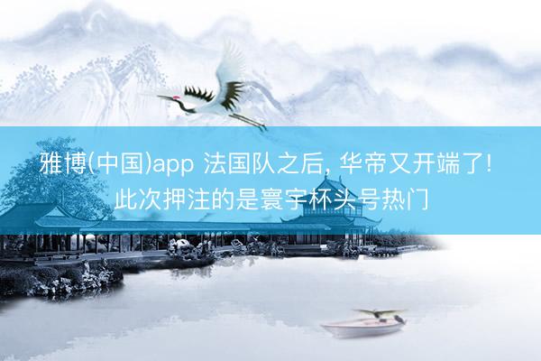 雅博(中国)app 法国队之后, 华帝又开端了! 此次押注的是寰宇杯头号热门