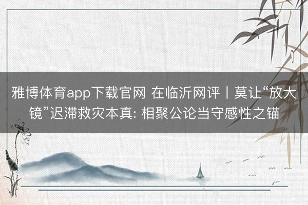雅博体育app下载官网 在临沂网评丨莫让“放大镜”迟滞救灾本真: 相聚公论当守感性之锚