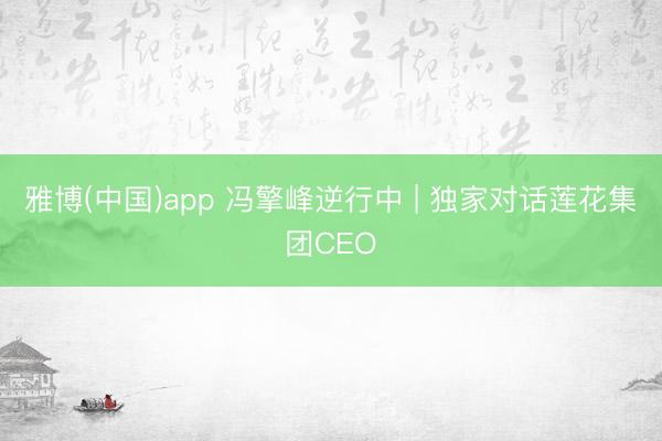 雅博(中国)app 冯擎峰逆行中 | 独家对话莲花集团CEO