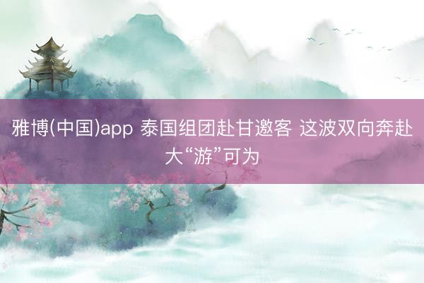 雅博(中国)app 泰国组团赴甘邀客 这波双向奔赴大“游”可为