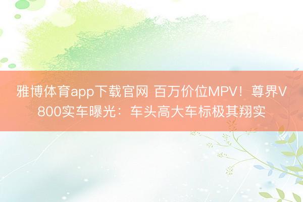 雅博体育app下载官网 百万价位MPV！尊界V800实车曝光：车头高大车标极其翔实