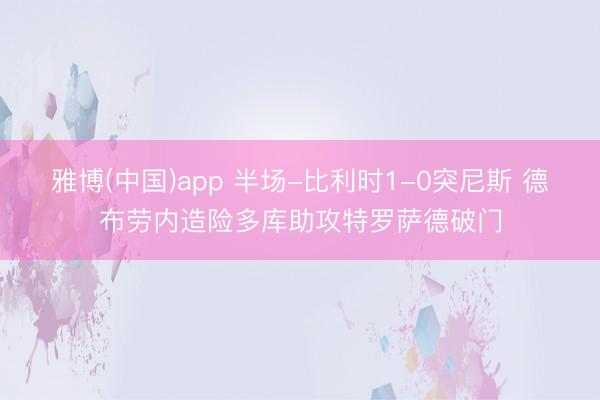 雅博(中国)app 半场-比利时1-0突尼斯 德布劳内造险多库助攻特罗萨德破门