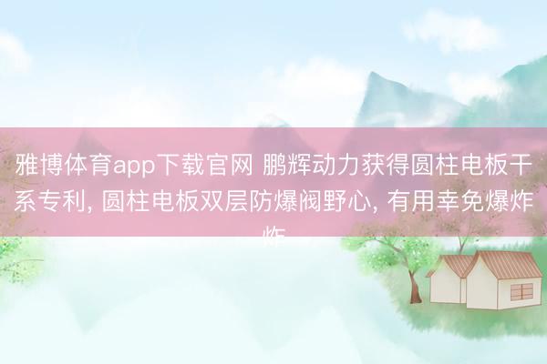 雅博体育app下载官网 鹏辉动力获得圆柱电板干系专利， 圆柱电板双层防爆阀野心， 有用幸免爆炸