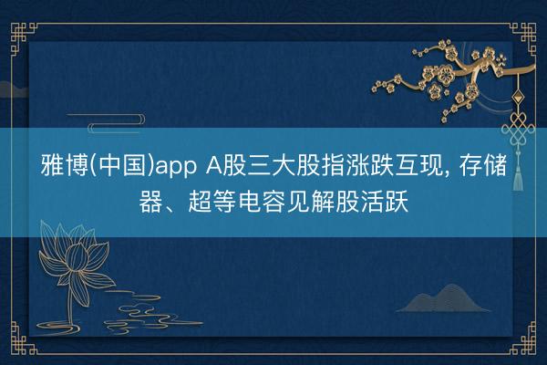 雅博(中国)app A股三大股指涨跌互现， 存储器、超等电容见解股活跃